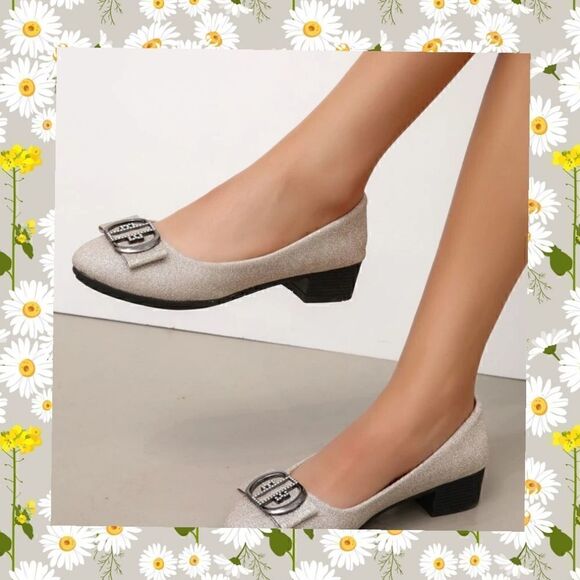 Women's Rhinestone Glitter Pumps with Buckle by Emery Rose 7.5 - Picture 4 of 8